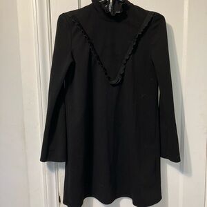 Zara Black Textured Long Sleeve Dress